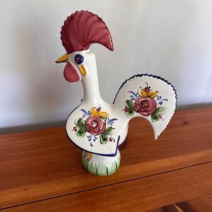 Vtg Portuguese Ceramic Rooster of Barcelos Hand Painted Folk Art Figurine - NOTE